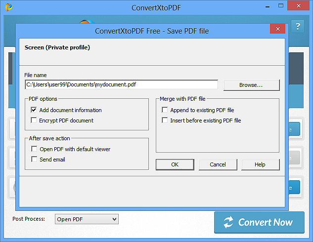 Specify Settings for PDF Conversion