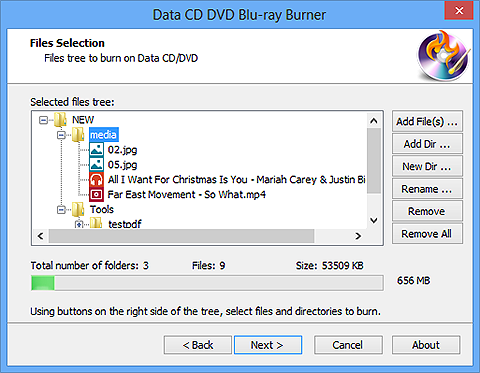 Add Files or Folders for DVD/CD Burning