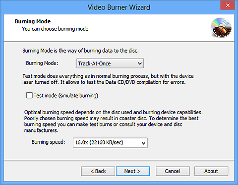 Select Burning Mode & Speed and Start Burning