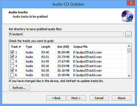 Choose Output Folder and Tracks