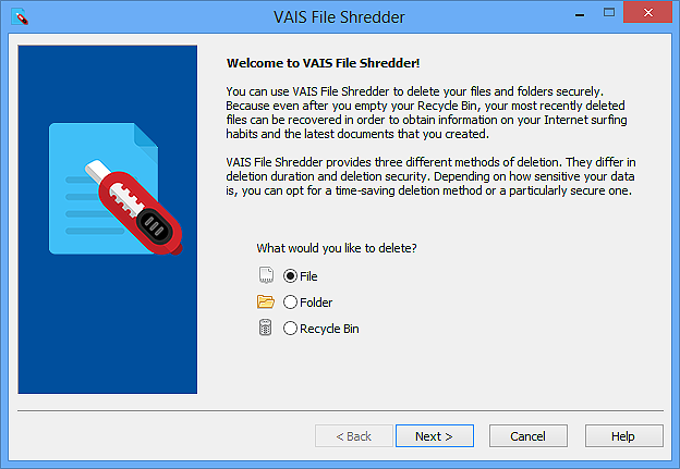 Choose File/Folder/Recycle Bin for Shredding