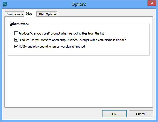 Specify Conversion Settings