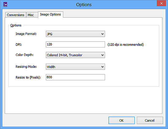 Specify Conversion Settings