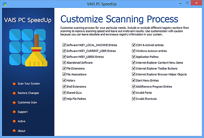 Customize Scan